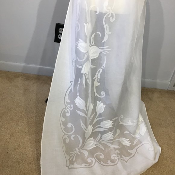 Vintage Long White Apron, Makylene Fabric Made in Spain, Cottagecore Pinafore - Picture 8 of 14